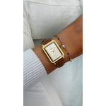 Montre CLUSE Fluette femme cadran blanc bracelet cuir marron - vue porté 1