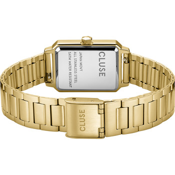 CLUSE Fluette dameshorloge met groene wijzerplaat en gouden roestvrijstalen horlogeband