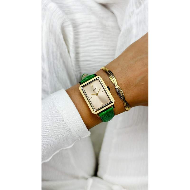 Montre CLUSE Fluette femme cadran doré bracelet acier doré - vue porté 1