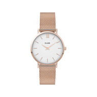 Montre CLUSE Minuit femme cadran blanc bracelet acier rose or