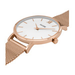 Montre CLUSE Minuit femme cadran blanc bracelet acier rose or - vue 2