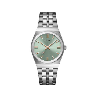 Montre CLUSE Retro 70's femme cadran vert bracelet acier