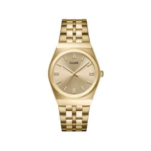 CLUSE Retro 70's dameshorloge gouden wijzerplaat gouden roestvrijstalen armband