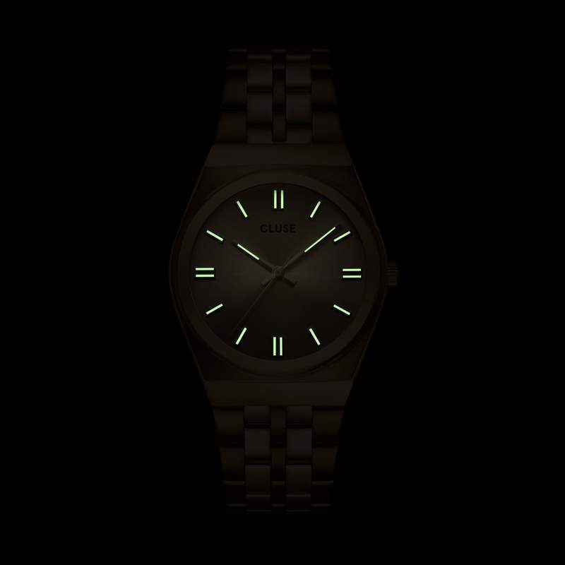 Montre CLUSE Retro 70's femme cadran doré bracelet acier doré - vue D1