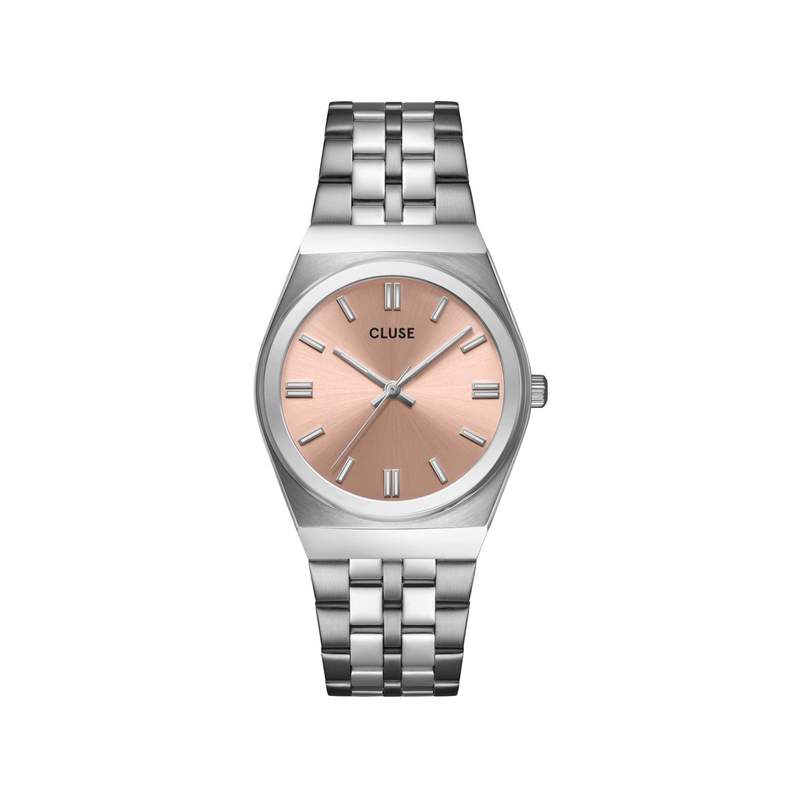 Montre CLUSE Retro 70's femme cadran rose bracelet acier - vue 1
