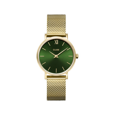 Montre CLUSE Minuit femme cadran vert bracelet acier doré - vue 1