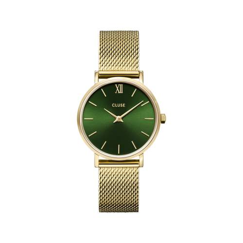 Montre CLUSE Minuit femme cadran vert bracelet acier doré