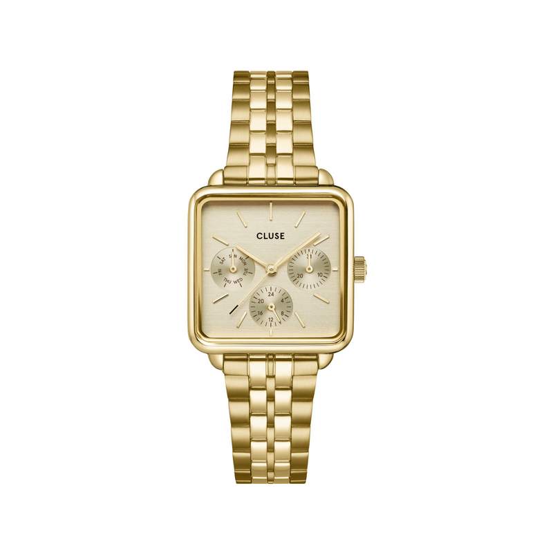 Montre CLUSE La Tétragone femme cadran rosé bracelet acier doré - vue 1