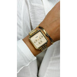 Montre CLUSE La Tétragone femme cadran rosé bracelet acier doré - vue porté 1