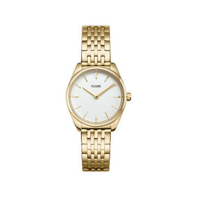 Montre CLUSE Féroce femme cadran blanc bracelet acier doré - vue 1