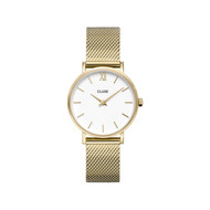 Montre CLUSE Minuit femme cadran blanc bracelet acier doré