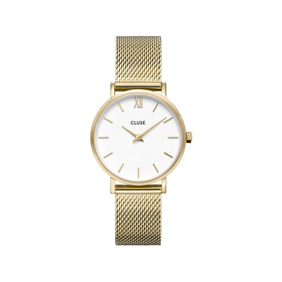 Montre CLUSE Minuit femme cadran blanc bracelet acier doré - vue 1