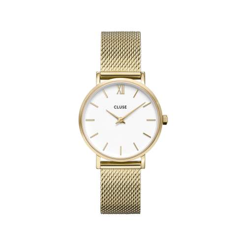 Montre CLUSE Minuit femme cadran blanc bracelet acier doré