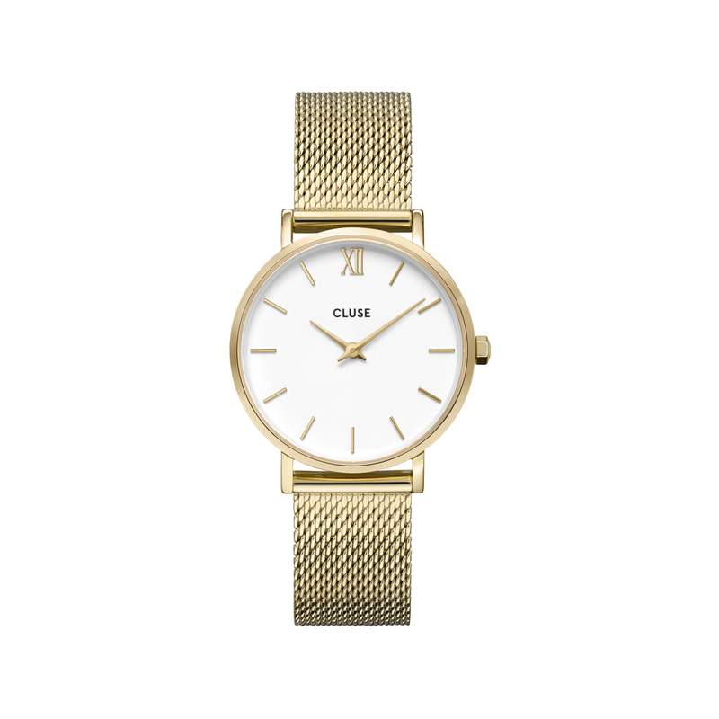 Montre CLUSE Minuit femme cadran blanc bracelet acier doré - vue 1
