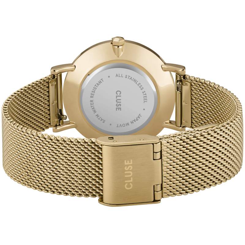 Montre CLUSE Minuit femme cadran blanc bracelet acier doré - vue 3