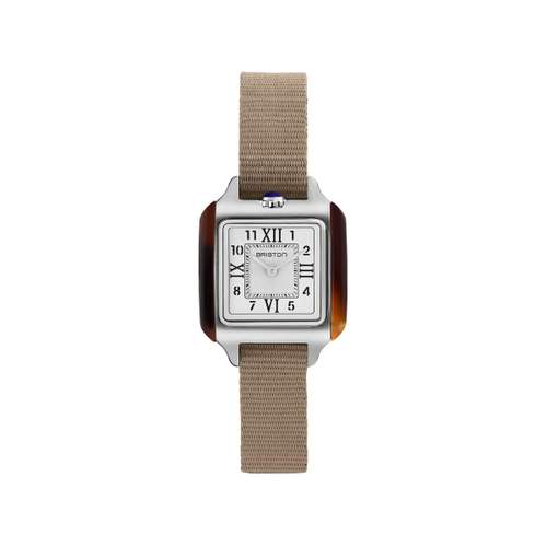 Montre BRISTON Streamliner Kennedy femme cadran blanc bracelet nylon taupe