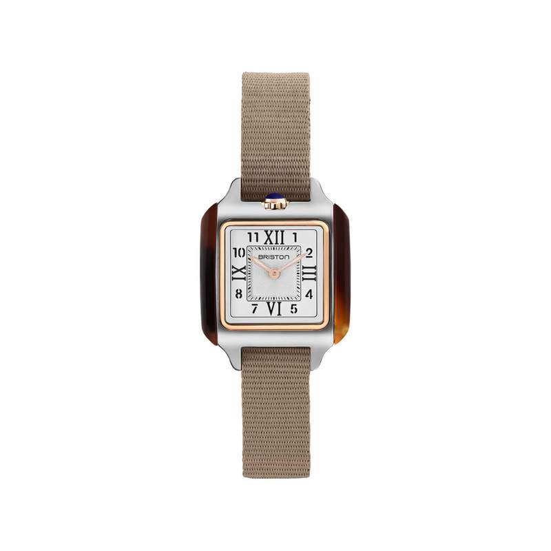 Montre BRISTON Streamliner Kennedy femme cadran blanc bracelet nylon taupe - vue 1