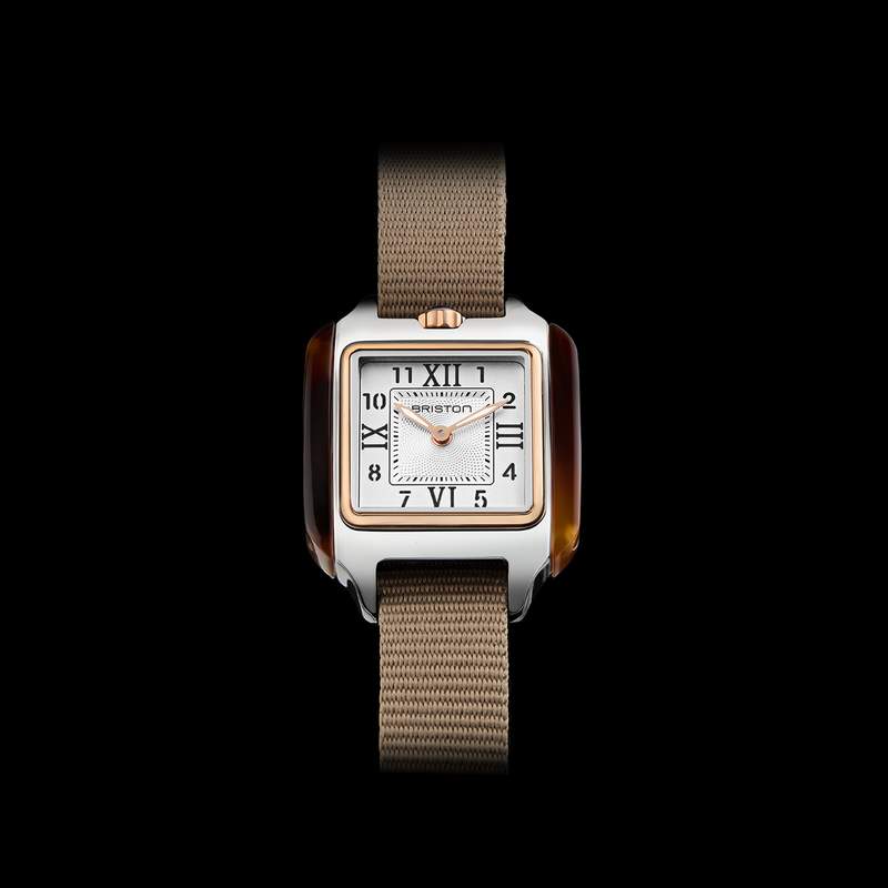 Montre BRISTON Streamliner Kennedy femme cadran blanc bracelet nylon taupe - vue D1