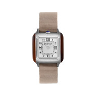 Montre BRISTON Streamliner Kennedy femme cadran blanc bracelet nylon taupe