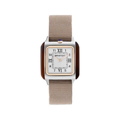 Montre BRISTON Streamliner Kennedy femme cadran blanc bracelet nylon taupe