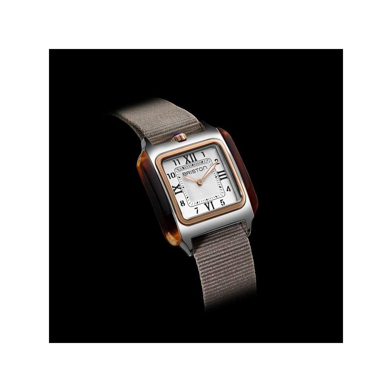 Montre BRISTON Streamliner Kennedy femme cadran blanc bracelet nylon taupe - vue 2