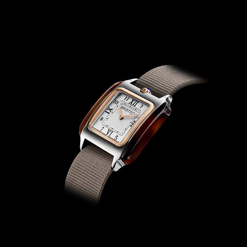 Montre BRISTON Streamliner Kennedy femme cadran blanc bracelet nylon taupe - vue D2