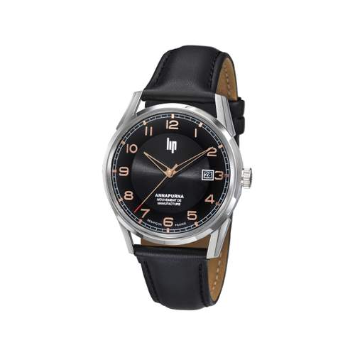 Montre LIP MANUFACTURE annapurna mixte automatique, bracelet cuir noir