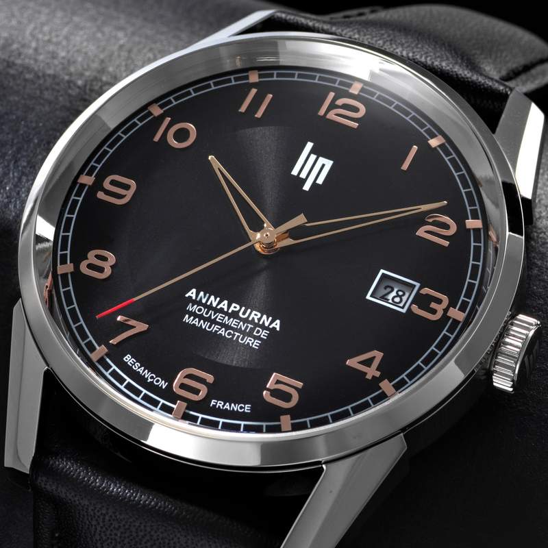 Montre LIP MANUFACTURE annapurna mixte automatique, bracelet cuir noir - vue D1