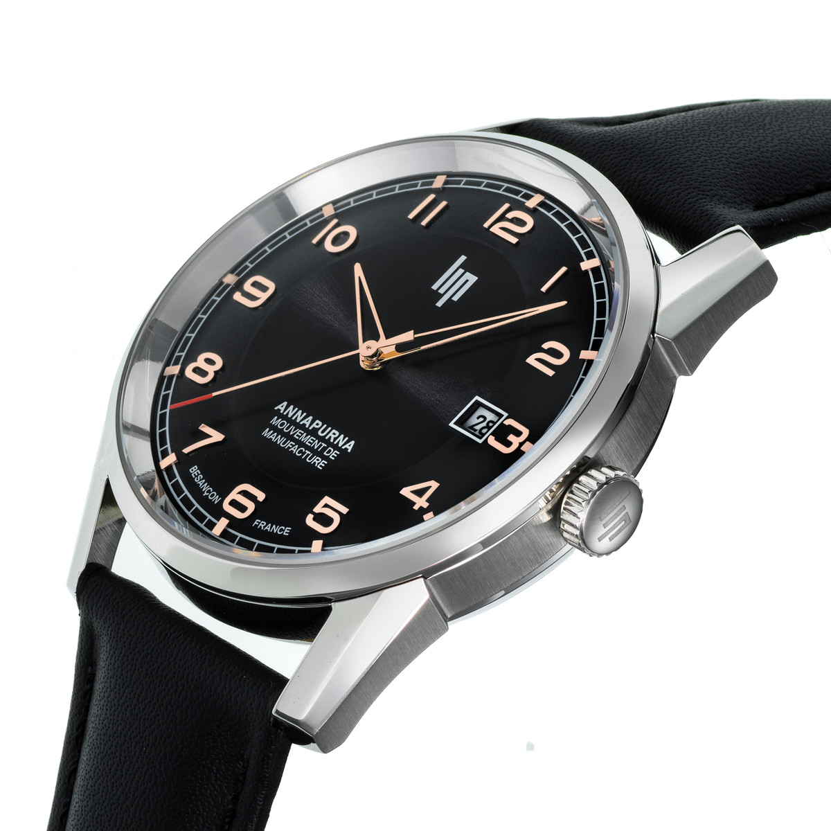 Montre LIP MANUFACTURE annapurna mixte automatique, bracelet cuir noir - vue D2