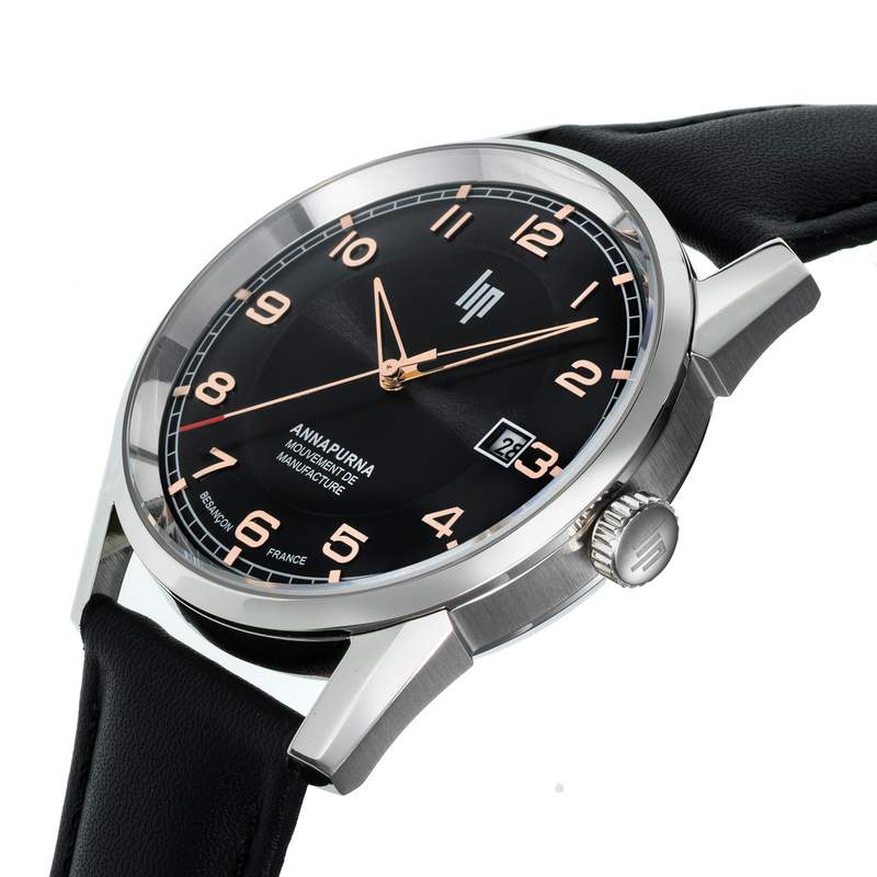 Montre LIP MANUFACTURE annapurna mixte automatique, bracelet cuir noir - vue D2