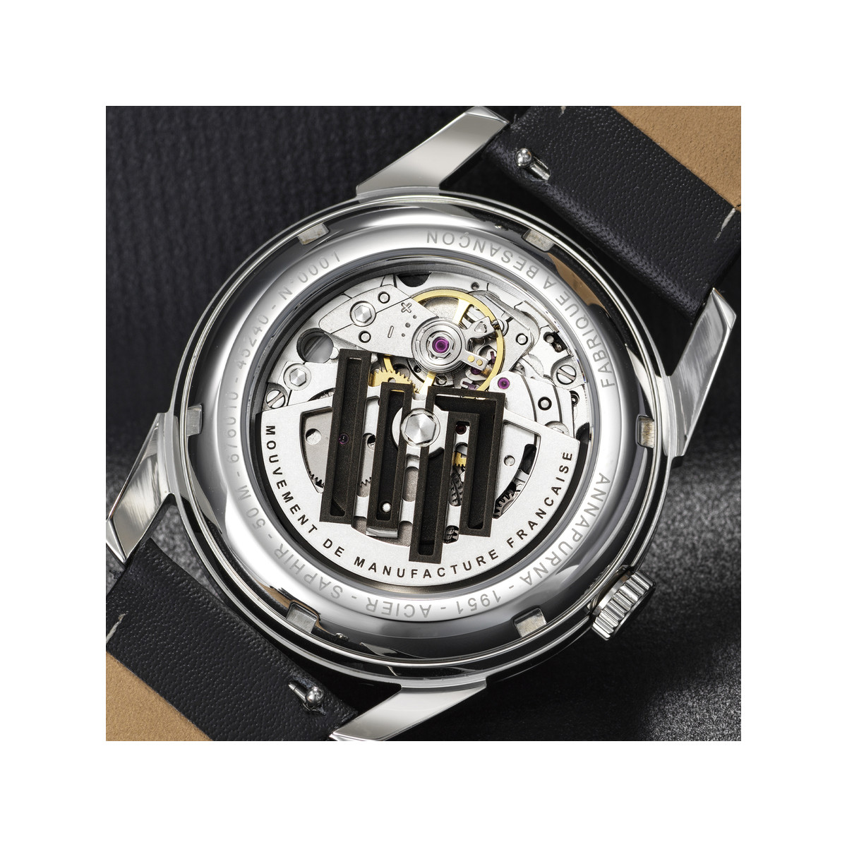 Montre LIP MANUFACTURE annapurna mixte automatique, bracelet cuir noir - vue D4