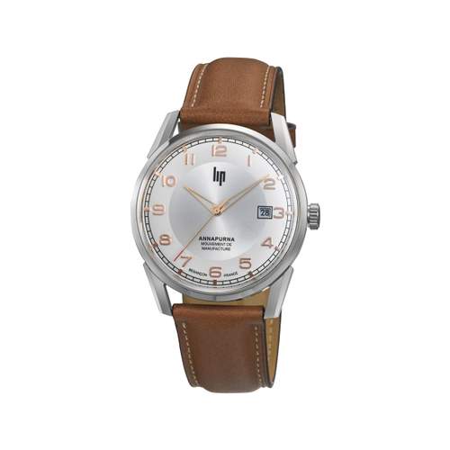Montre LIP MANUFACTURE annapurna mixte automatique, bracelet cuir camel