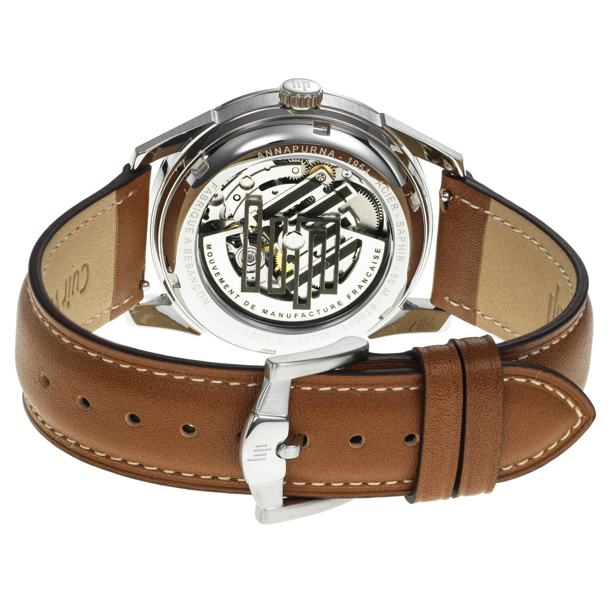 Montre LIP MANUFACTURE annapurna mixte automatique, bracelet cuir camel - vue 3