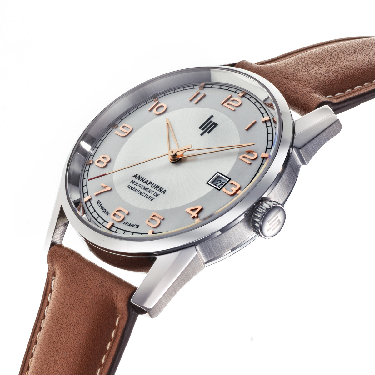 Montre LIP MANUFACTURE annapurna mixte automatique, bracelet cuir camel - vue D2