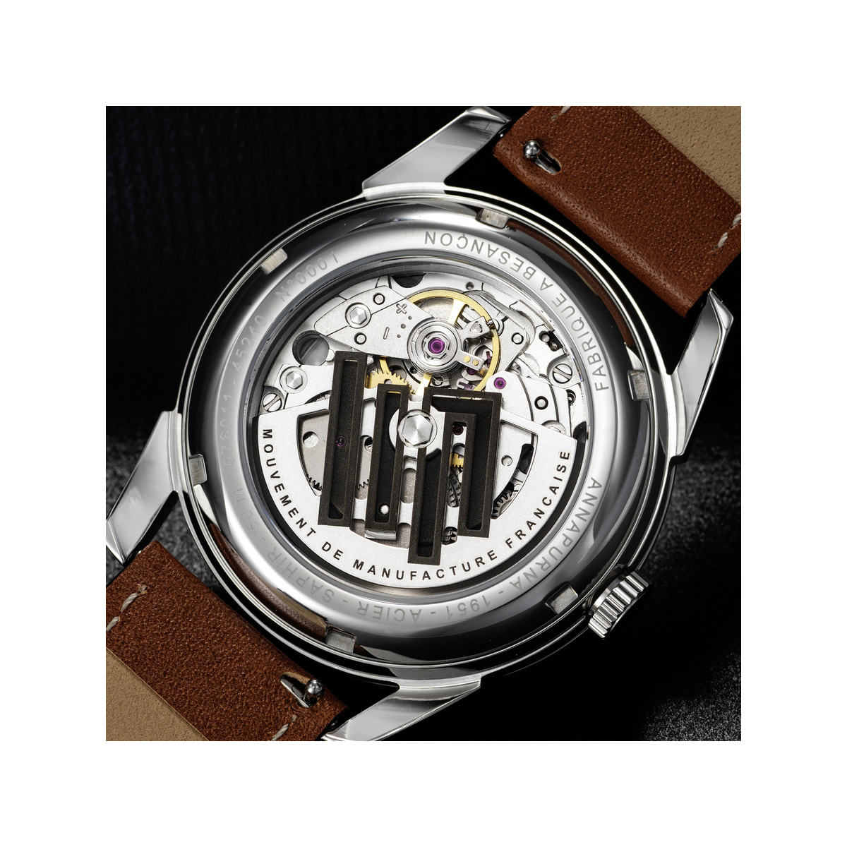 Montre LIP MANUFACTURE annapurna mixte automatique, bracelet cuir camel - vue D4