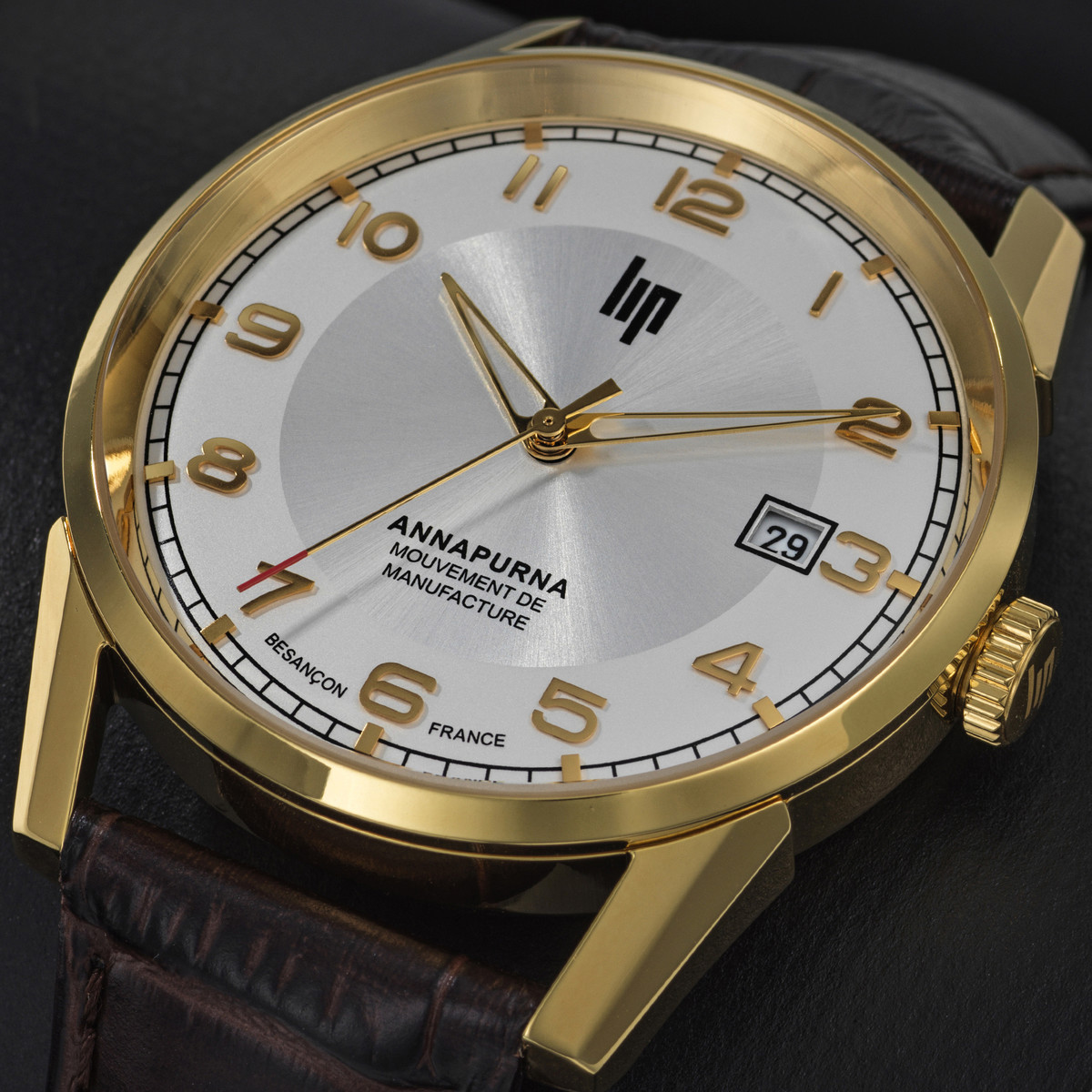 Montre LIP MANUFACTURE annapurna mixte automatique, bracelet cuir noir - vue D1