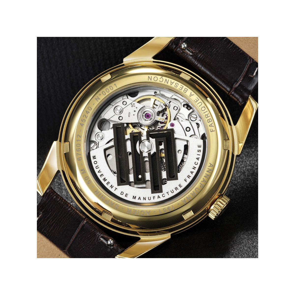 Montre LIP MANUFACTURE annapurna mixte automatique, bracelet cuir noir - vue D4