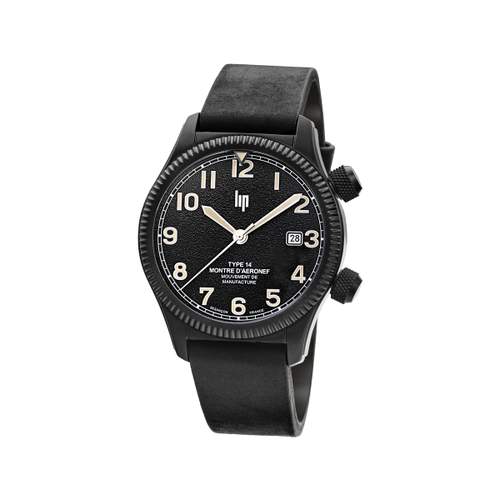 Montre LIP MANUFACTURE type 14 homme automatique, bracelet cuir noir