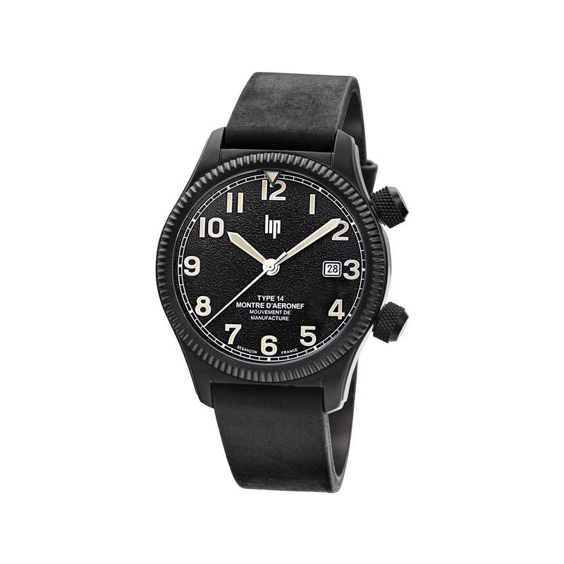 Montre LIP MANUFACTURE type 14 homme automatique, bracelet cuir noir - vue 1