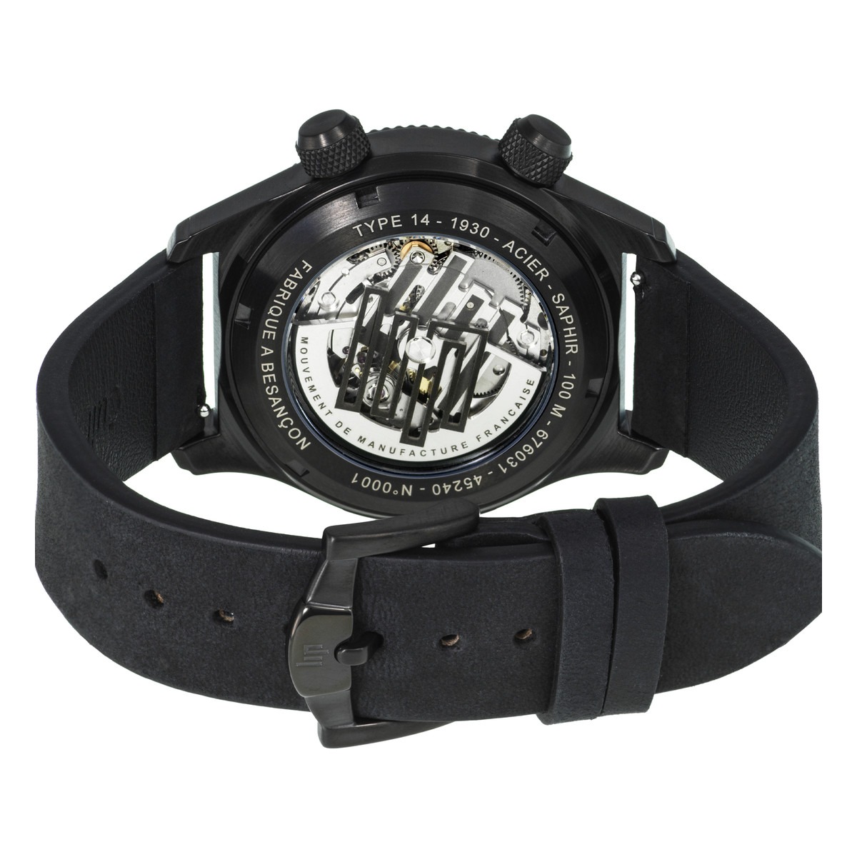 Montre LIP MANUFACTURE type 14 homme automatique, bracelet cuir noir - vue 3