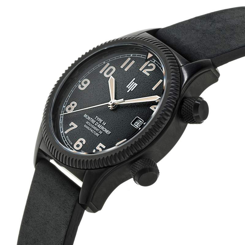 Montre LIP MANUFACTURE type 14 homme automatique, bracelet cuir noir - vue D2