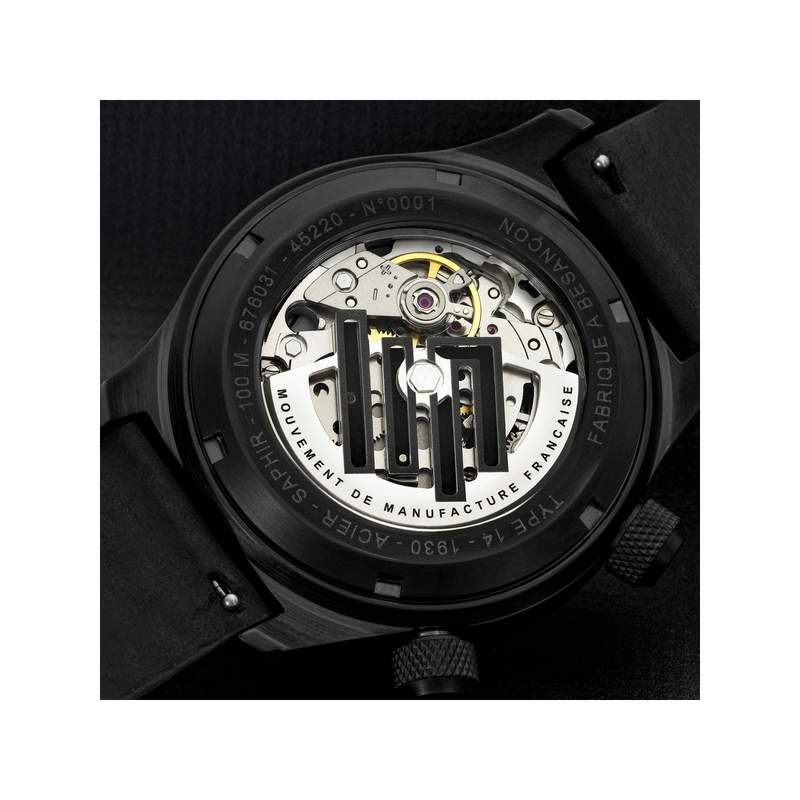 Montre LIP MANUFACTURE type 14 homme automatique, bracelet cuir noir - vue D4
