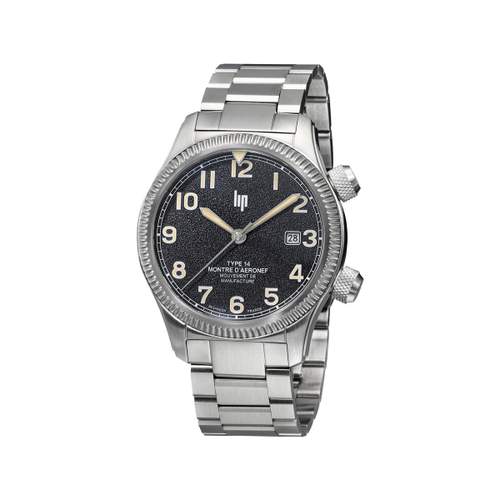 Montre LIP MANUFACTURE type 14 homme automatique, bracelet acier inoxydable argent