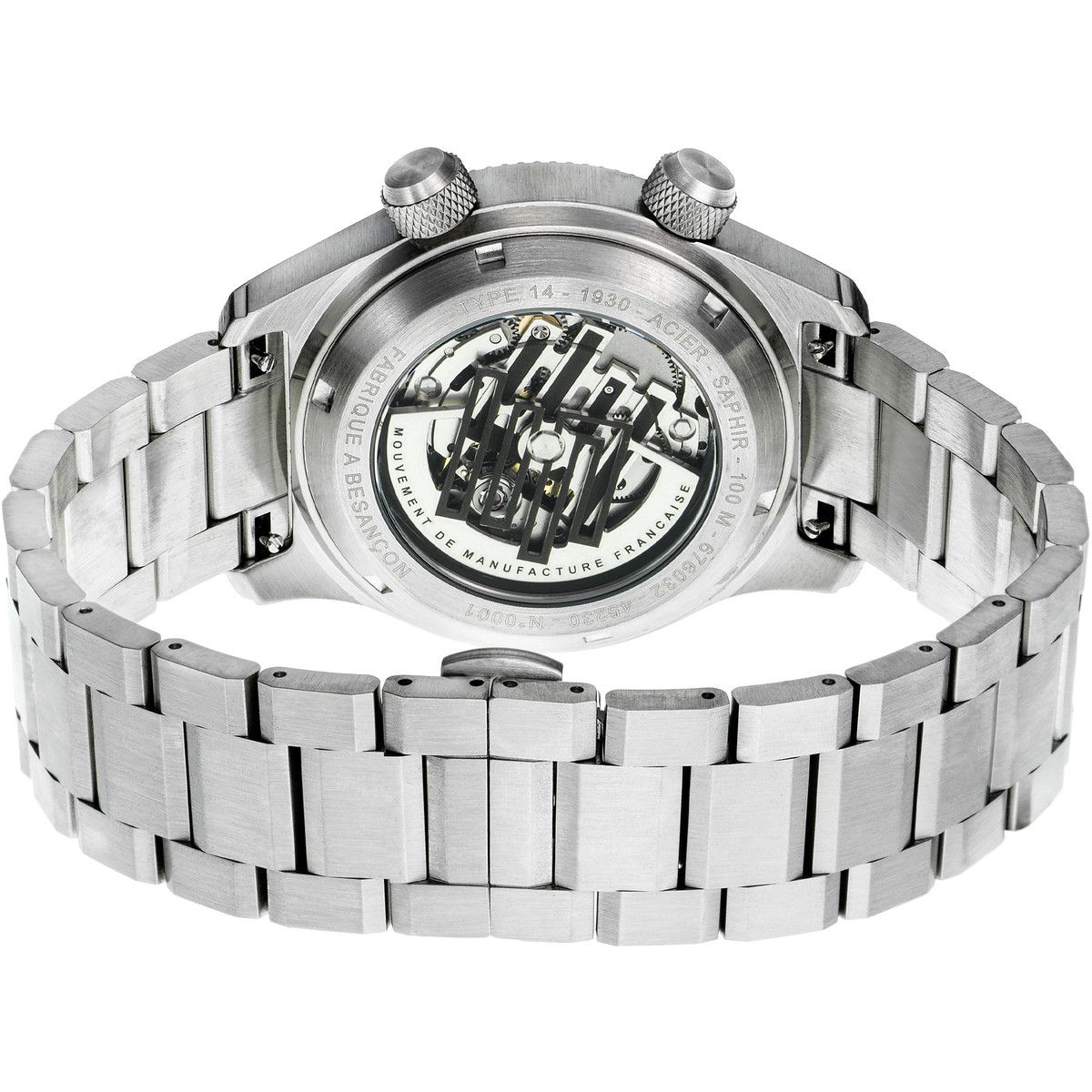 Montre LIP MANUFACTURE type 14 homme automatique, bracelet acier inoxydable argent - vue 3