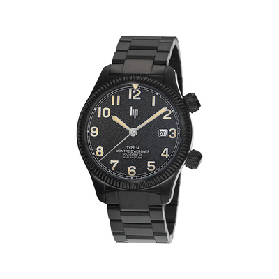Montre LIP MANUFACTURE type 14 homme automatique, bracelet acier inoxydable noir