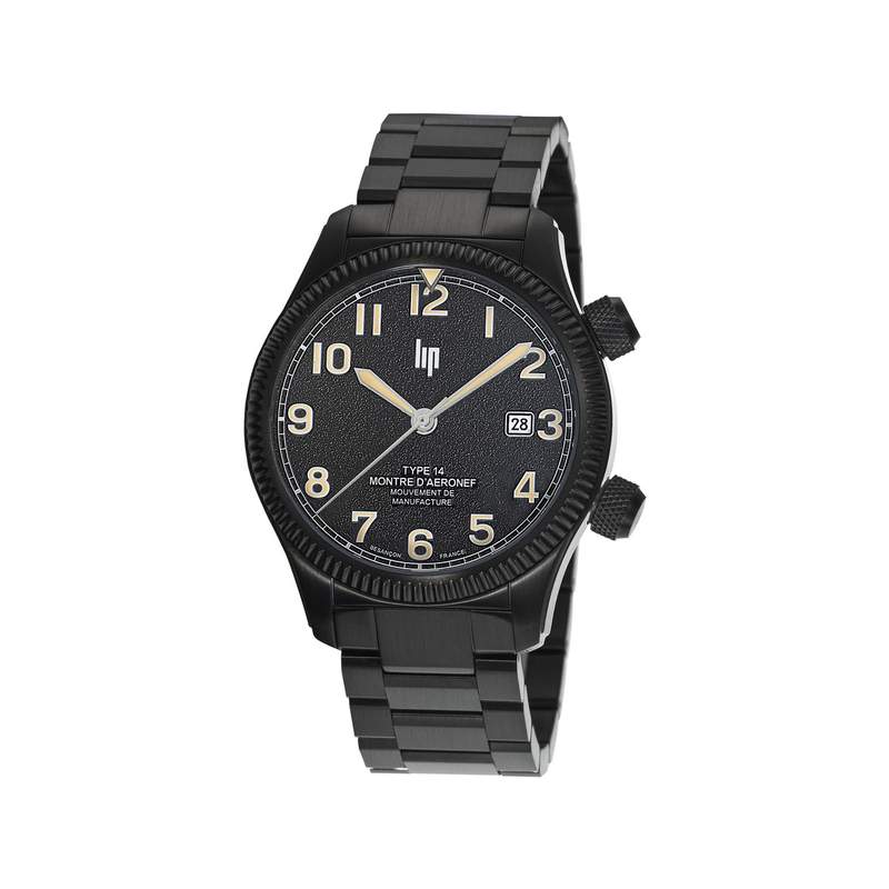 Montre LIP MANUFACTURE type 14 homme automatique, bracelet acier inoxydable noir - vue 1