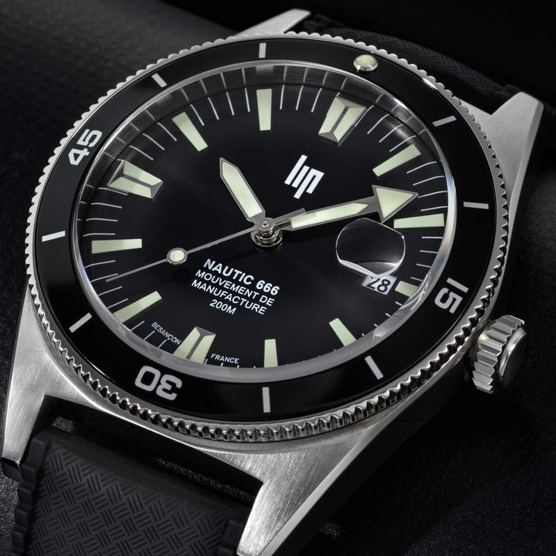 Montre LIP MANUFACTURE nautic 666 mixte automatique, bracelet silicone noir - vue D1