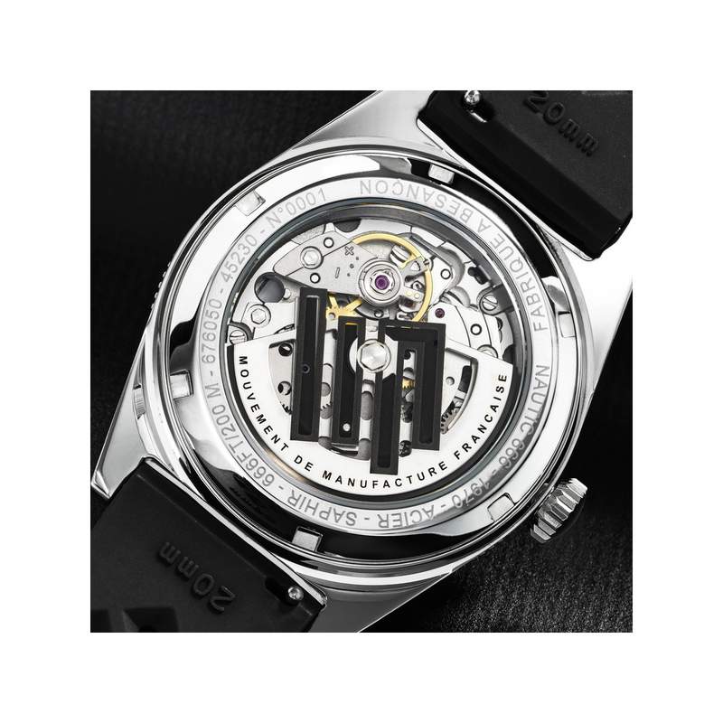Montre LIP MANUFACTURE nautic 666 mixte automatique, bracelet silicone noir - vue D4