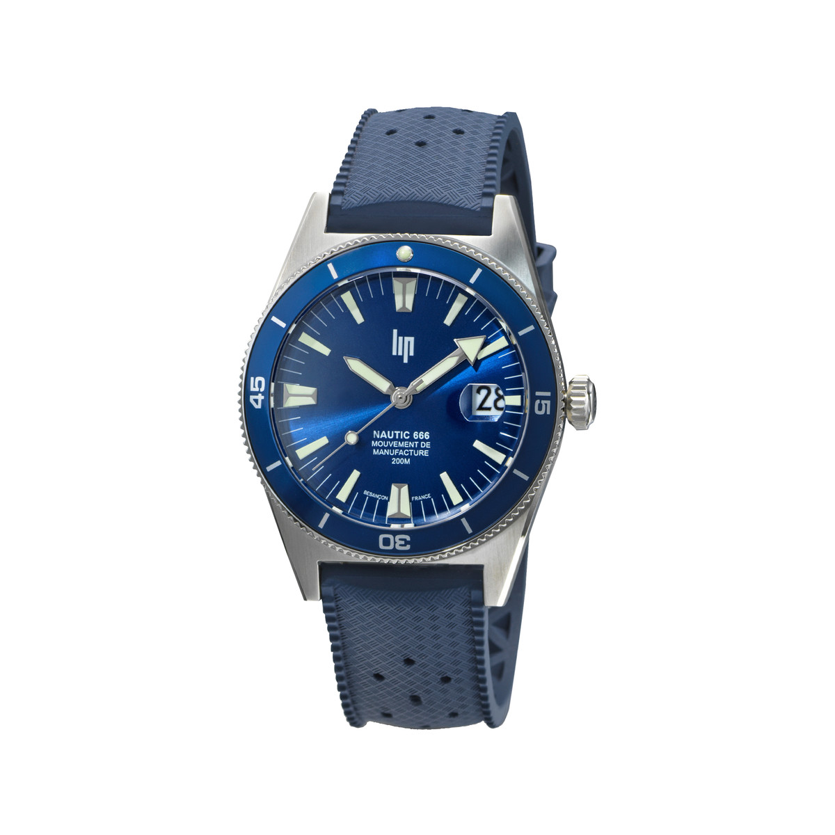 Montre LIP MANUFACTURE nautic 666 mixte automatique, bracelet silicone bleu