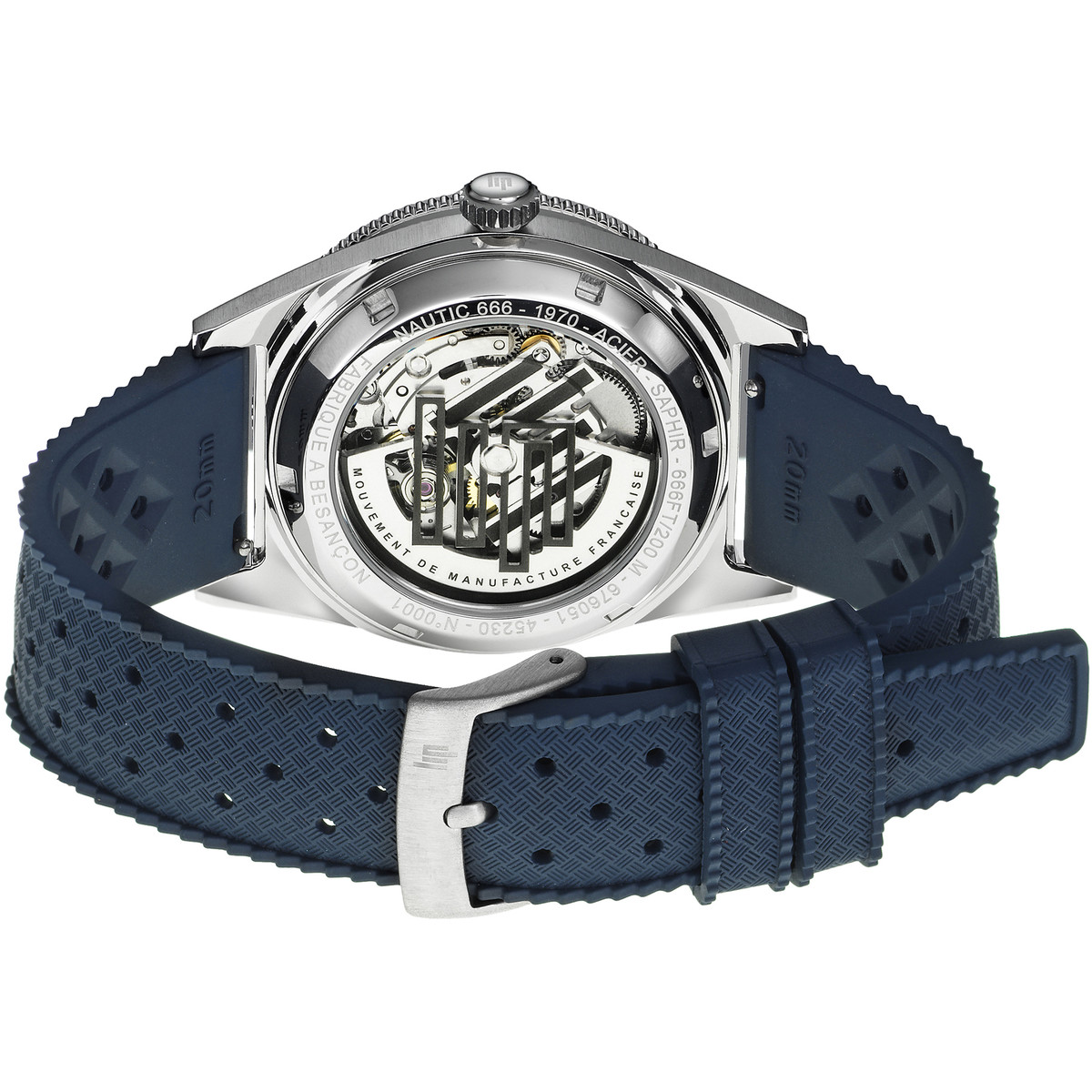 Montre LIP MANUFACTURE nautic 666 mixte automatique, bracelet silicone bleu - vue 3